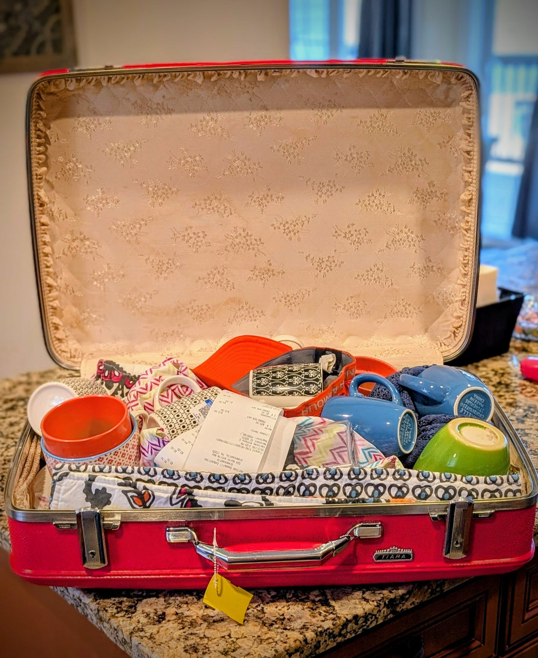 Vintage Red Suitcase Treasure